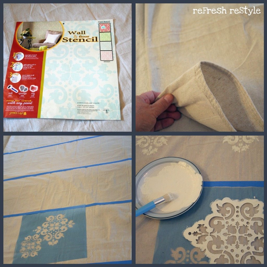 How to paint a shower curtain, made from a drop cloth!