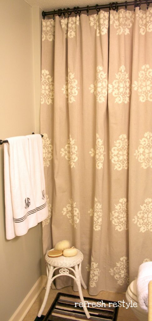 How to paint a shower curtain, made from a drop cloth!
