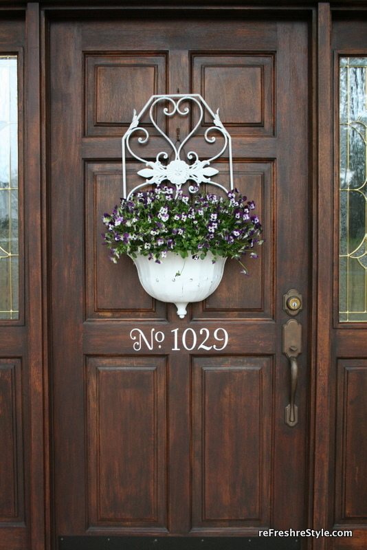 Door decor with pansies
