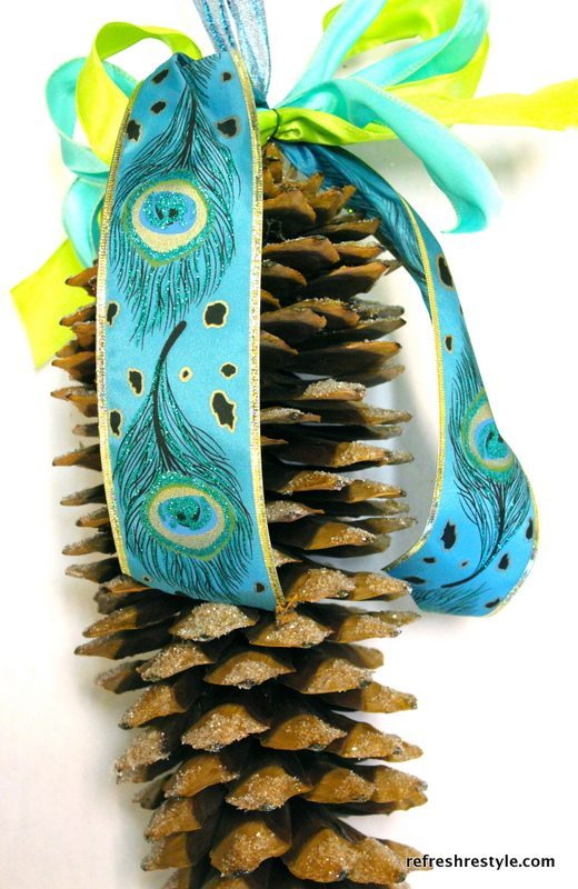 Adding Ribbon to a Pinecone