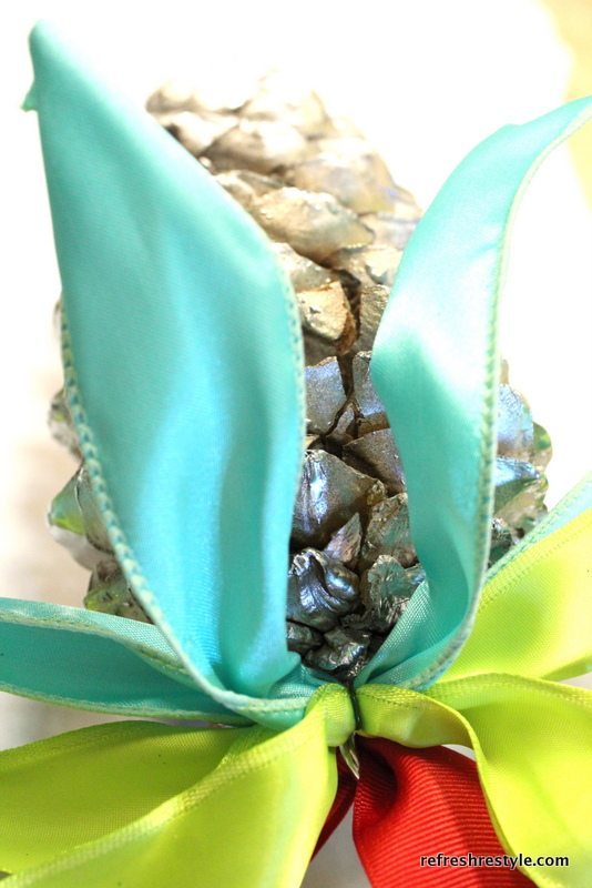 Adding Ribbon to a Pinecone