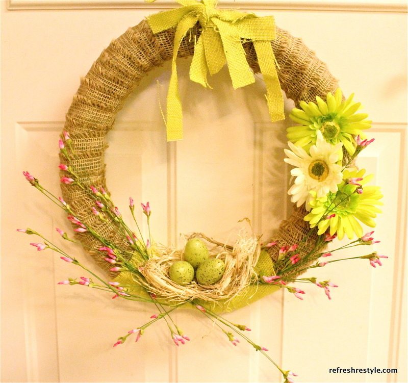 spring burlap wreath