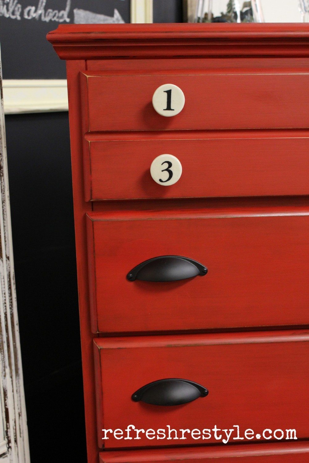 Red chest with typography
