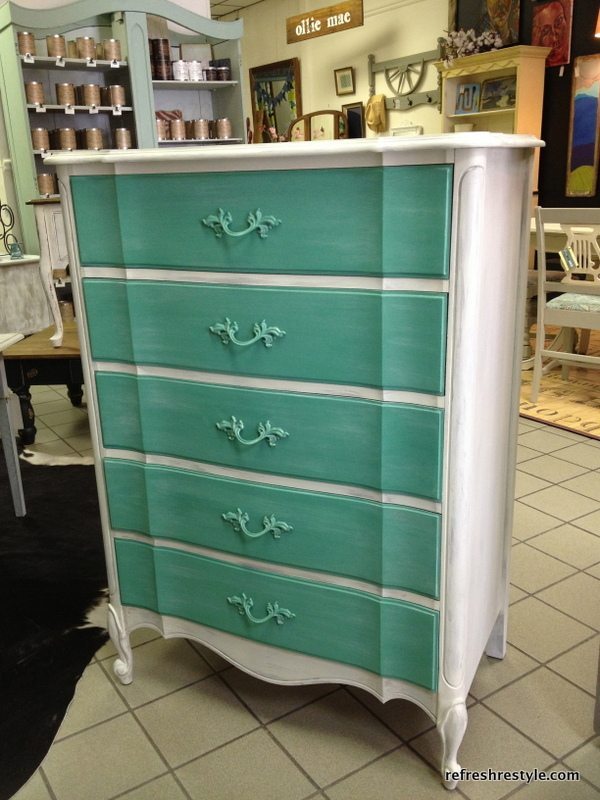 two toned french provincial - painted furniture makeover at Refresh Restyle