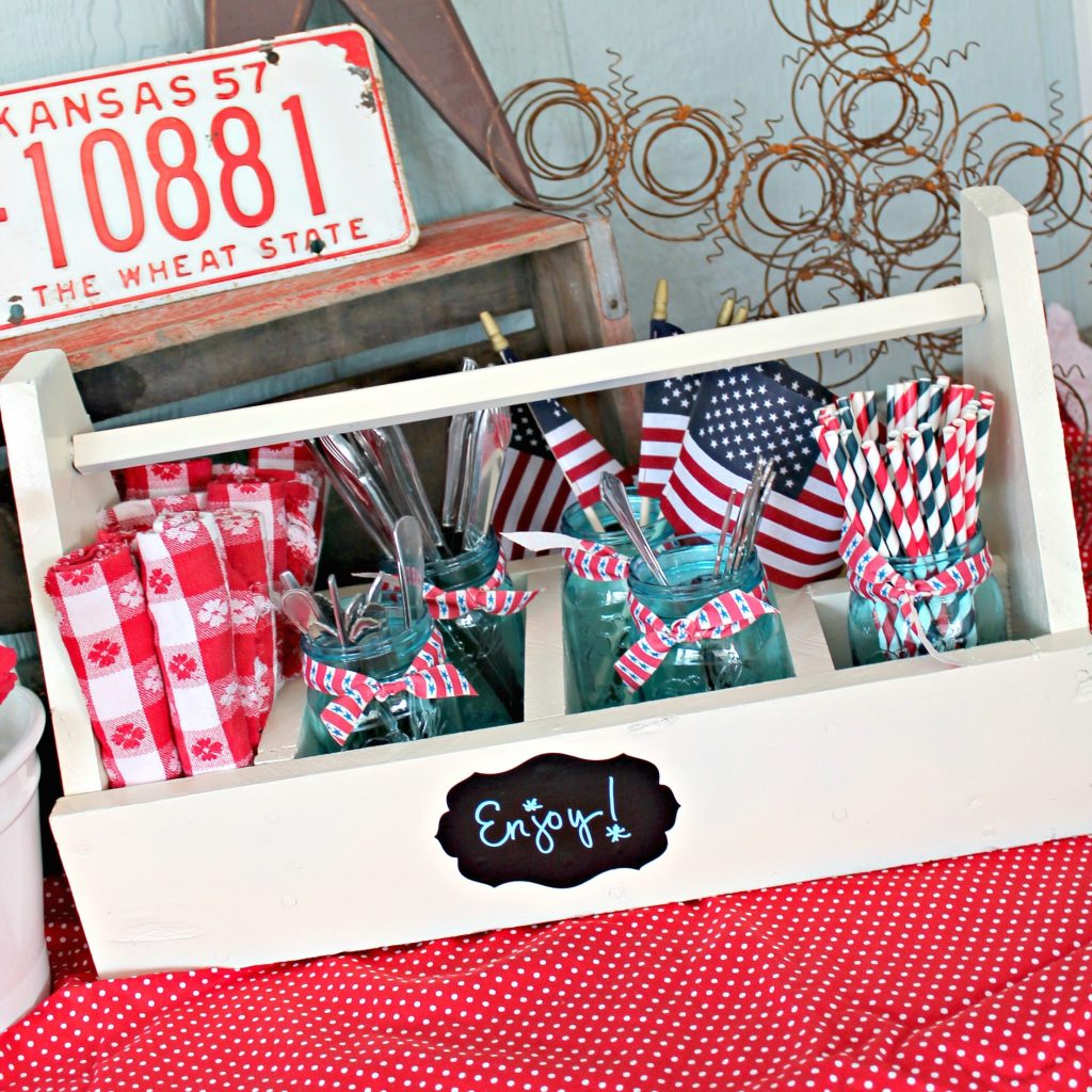 11 - One Krieger Chick - Red White and Blue Entertaining Caddy