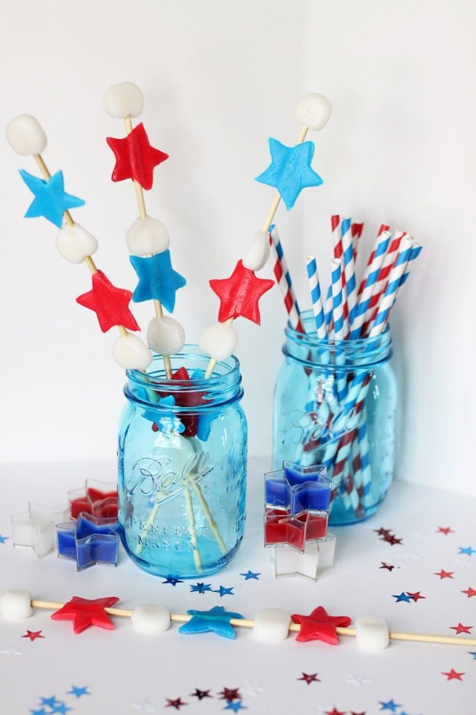 17 - Sugar Bee Crafts - Red White and Blue Candy Kabobs