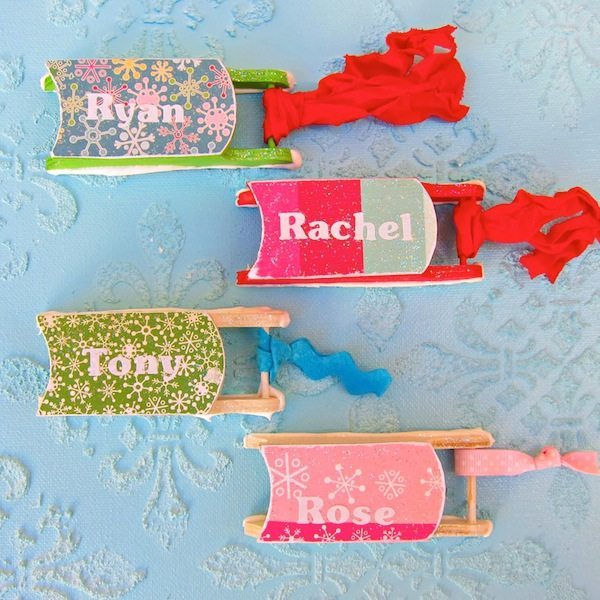 04 - Mod Podge Rocks - Personalized Sled Ornaments