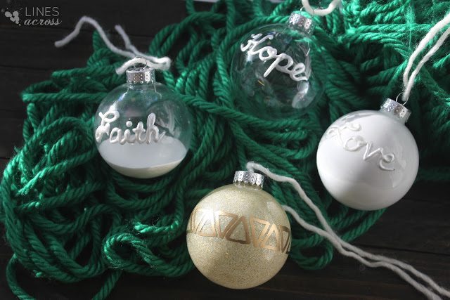 09 - Lines Across - Faith Hope and Love Ornaments