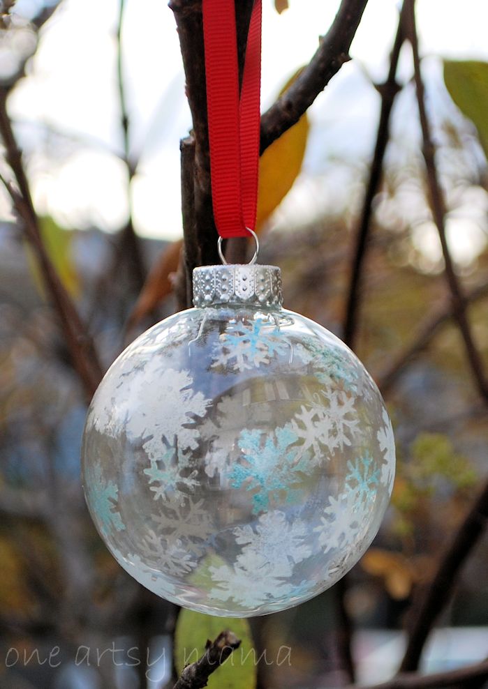10 - One Artsy Mama - Snowflake Stenciled Ornaments
