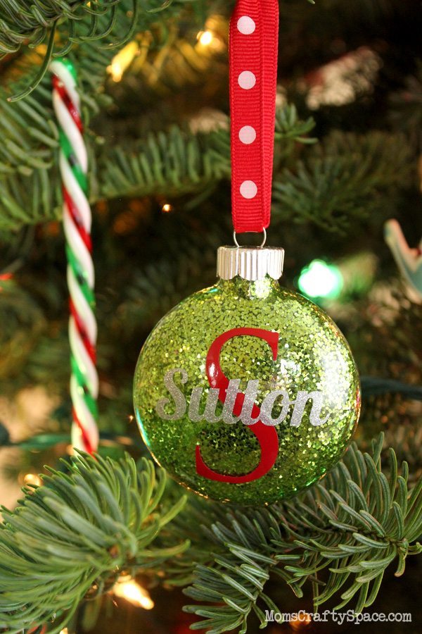 12 - Happiness is Homemade - Personalized Glitter Ornaments