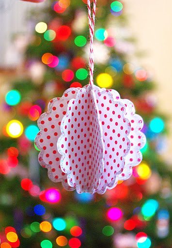 23 - Happiness is Homemade - Scalloped Paper Ball Ornament