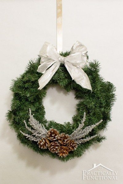 06 - Practically Functional - DIY Silver Pine Cone Wreath