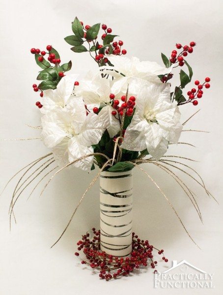 Practically Functional - DIY Elegant Winter Poinsettia Centerpiece