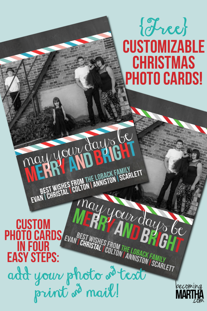 Becoming Martha - Free Customizable Christmas Cards