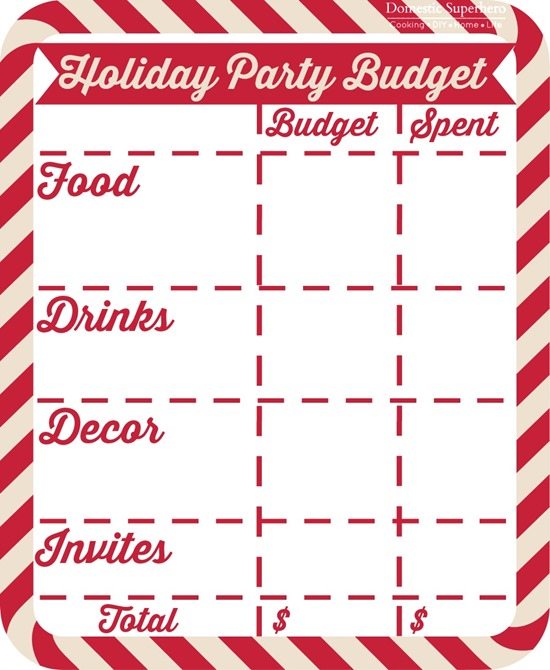 Domestic Superhero - Holiday-Party-Budget-Printable