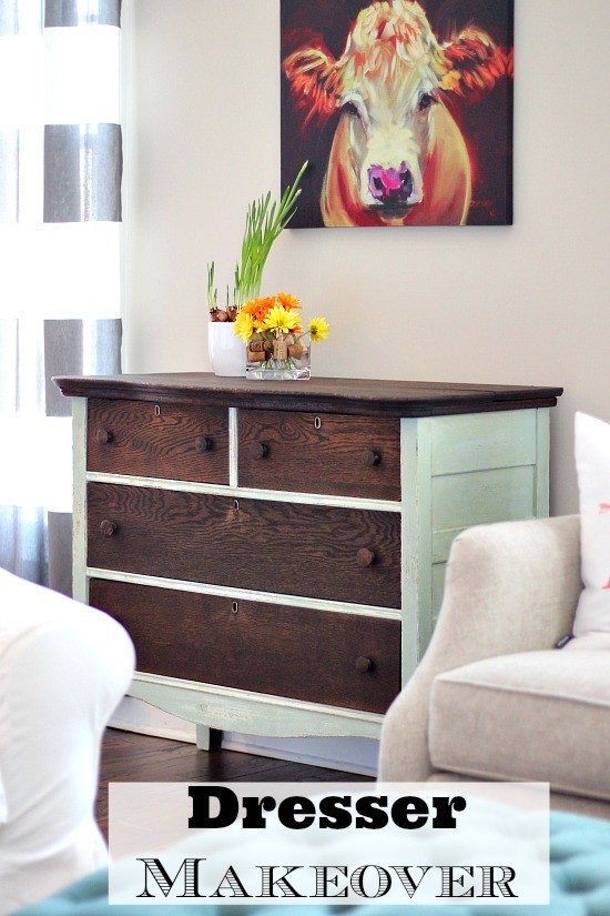 Dresser Makeover with Stain and Paint