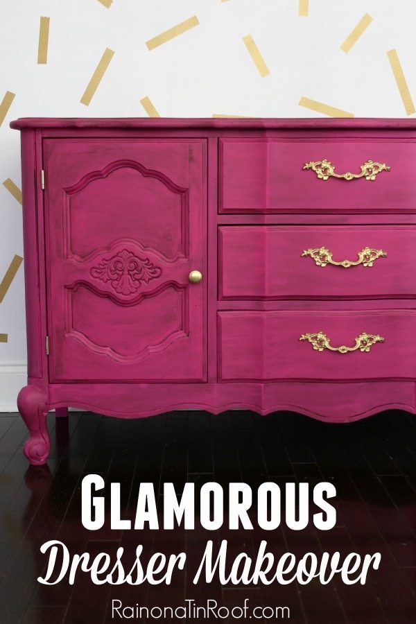 Rain on a Tin Roof - glamorous-dresser-makeover-