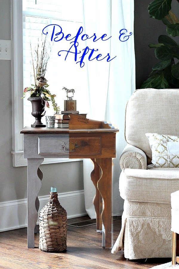 Before and After Side table Maison Blanche - Pecan and waxed with White Chalk Lime Wax