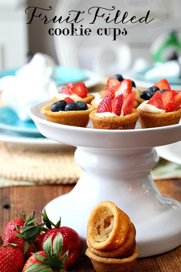 Strawberries, Blueberries filled Cookie Cup Recipe