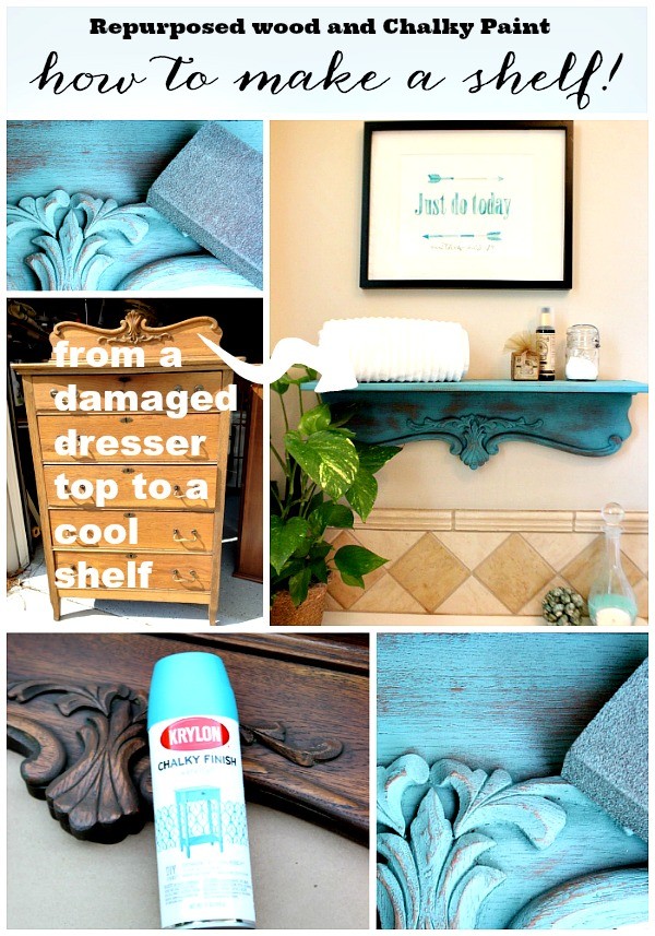 Repurposed Shelf with Krylon Chalky Spray Paint