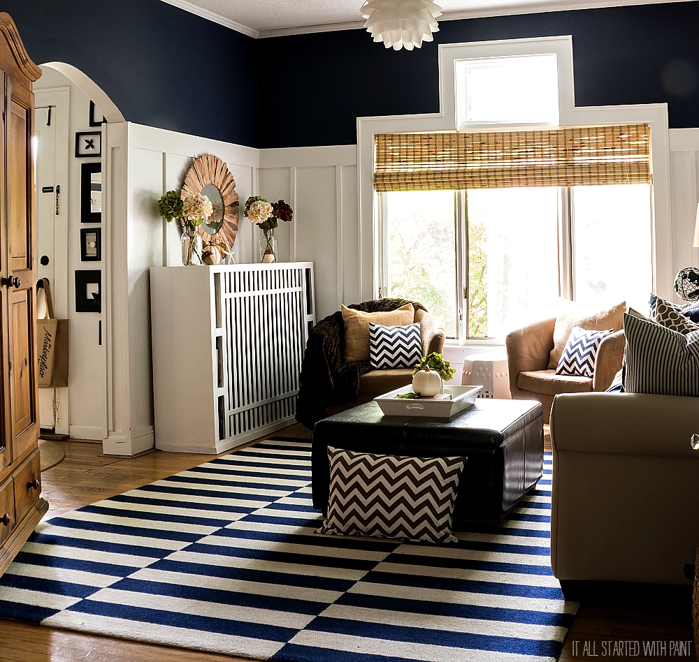 Navy and Brown fall in the living room