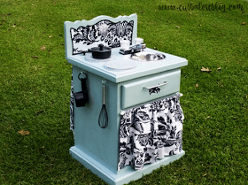 From ugly end table to childs cute kitchen from Curb Alert