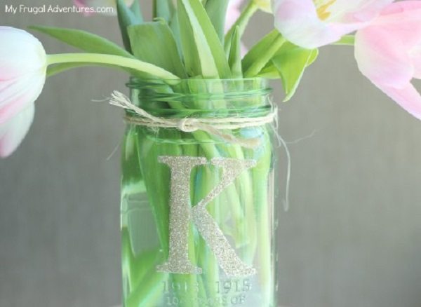 03 - My Frugal Adventures - Monogrammed Mason Jar Vase