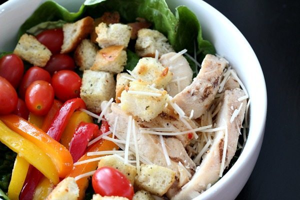 Grilled Chicken Salad  + Homemade Croutons