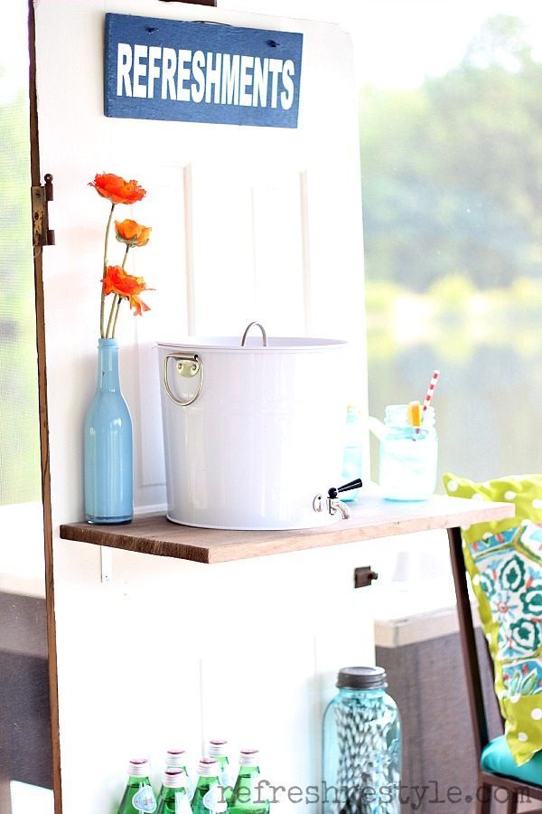 repurposed door beverage station