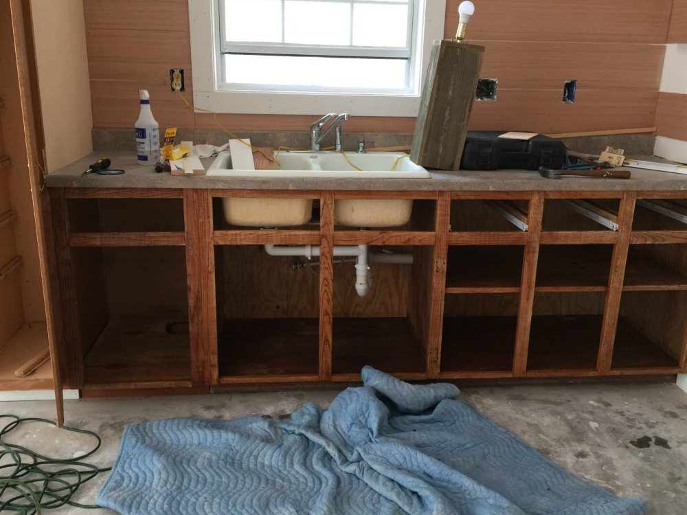Cottage Kitchen base cabinets before paint at Refresh Restyle
