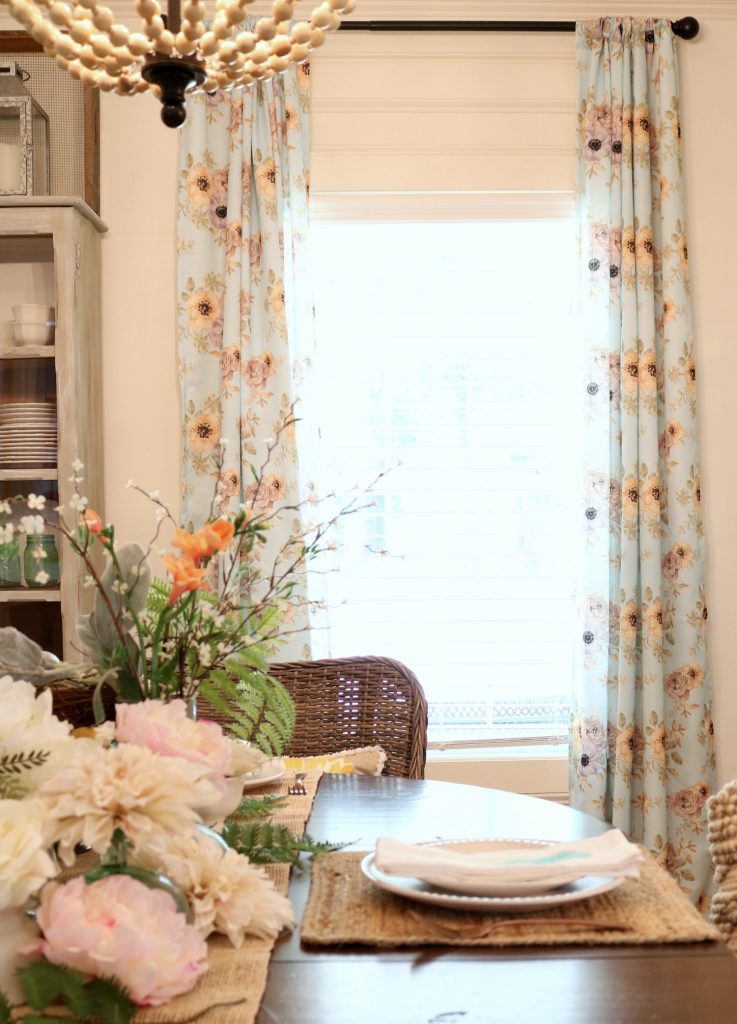 Curtains for the farmhouse cottage blue flowers
