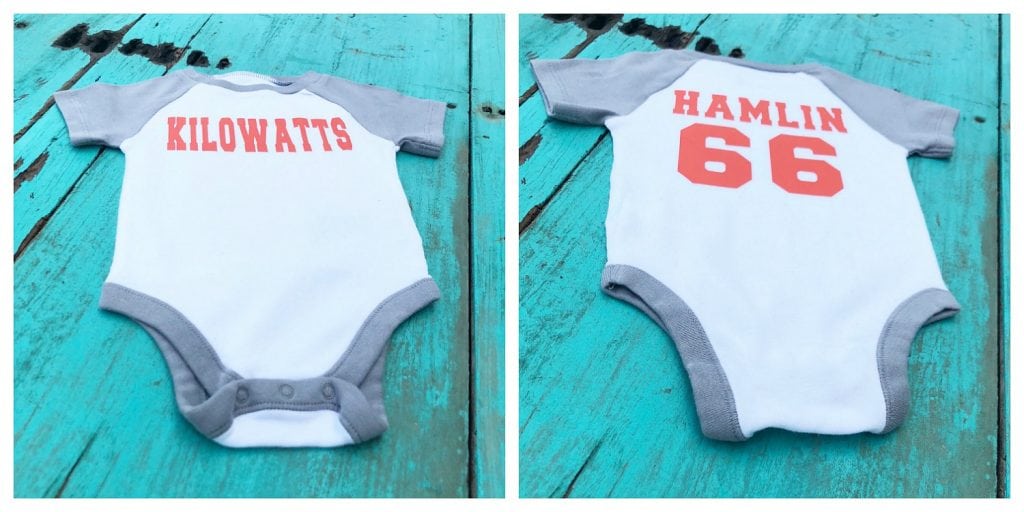 Front and Back of Cricut idea for babe baseball