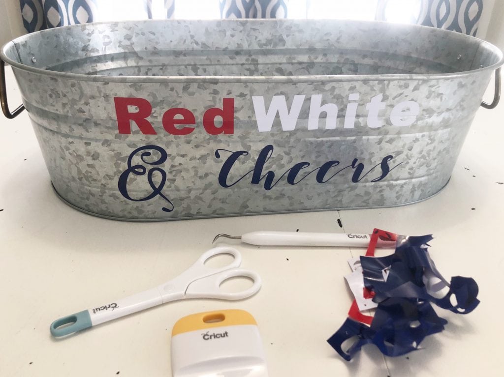 Red White Blue Galvanized Tub