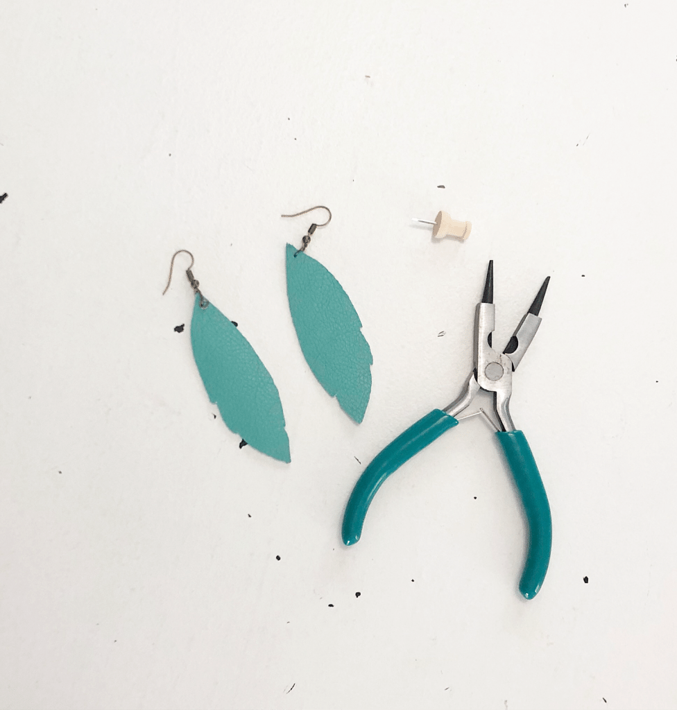 Pliers and pin for leather earrings - make these with Cricut