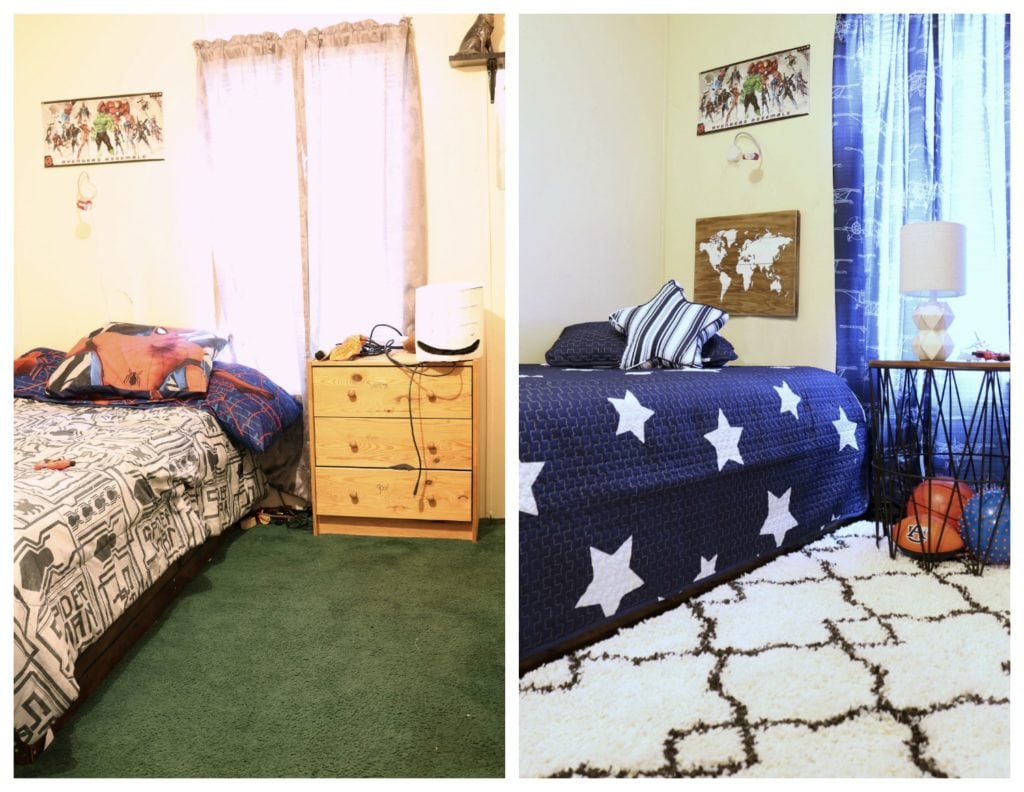 Before and after boys room