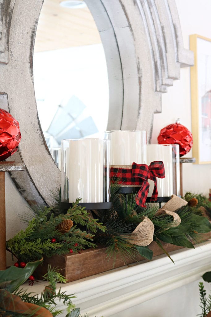 3 Candle holders from BHG Affordable Christmas Decor buffalo plaid
