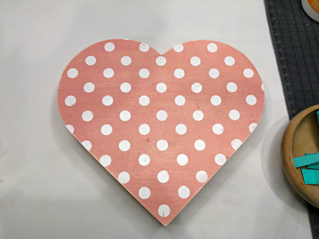 Polka dots on wood heart Chalk Couture DIY Valentine's Day Decor