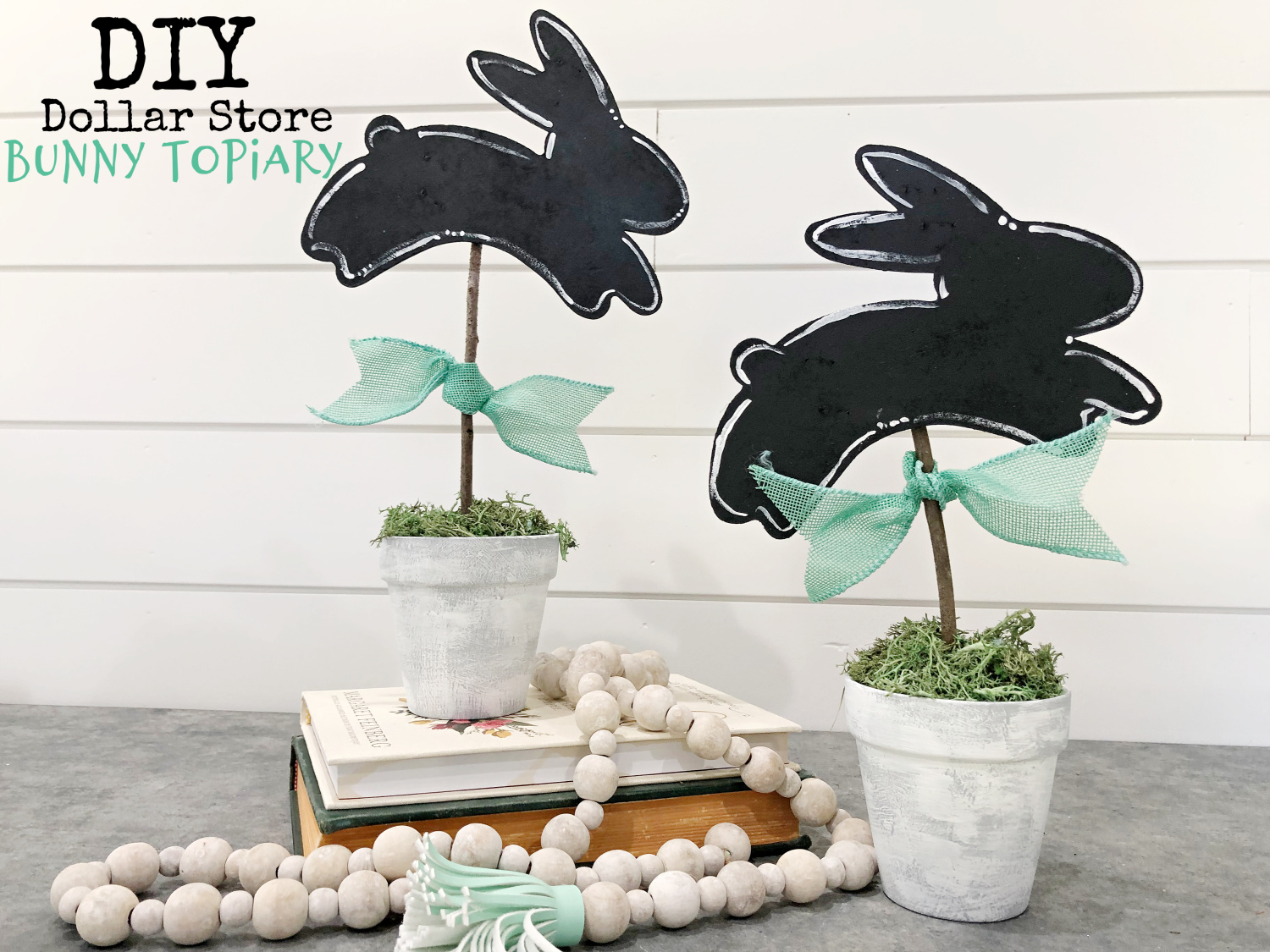 DIY Bunny Topiary Easter Home Decor