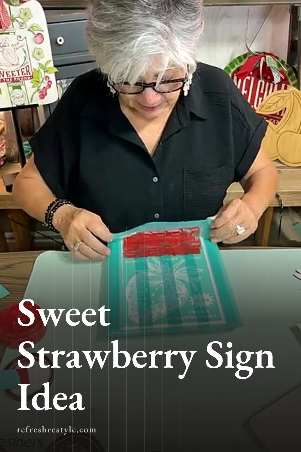 Chalk Couture Strawberry Transfer Canvas Sign