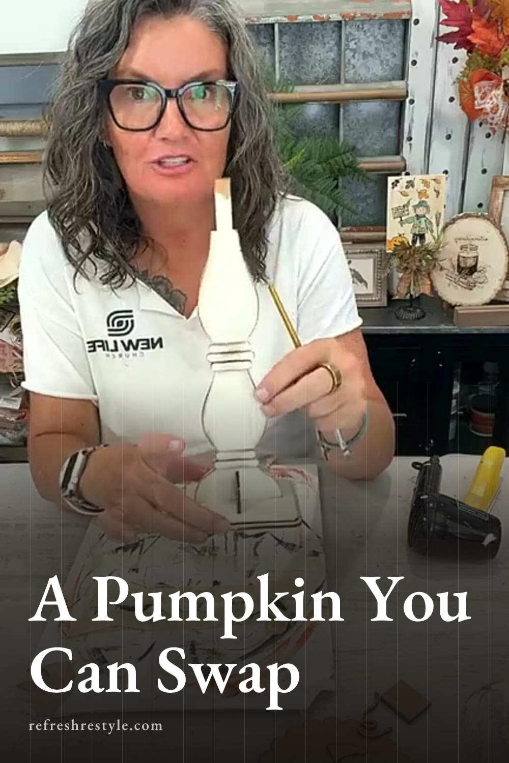 DIY Interchangeable Pumpkin Pedestal Decor