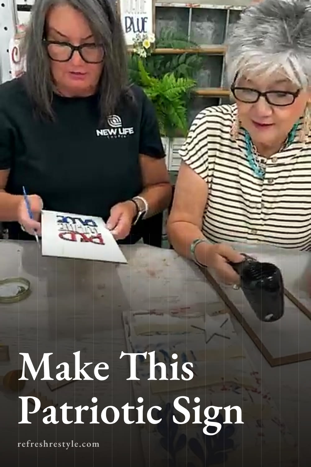 DIY Patriotic Wood Sign With Denim Ribbon