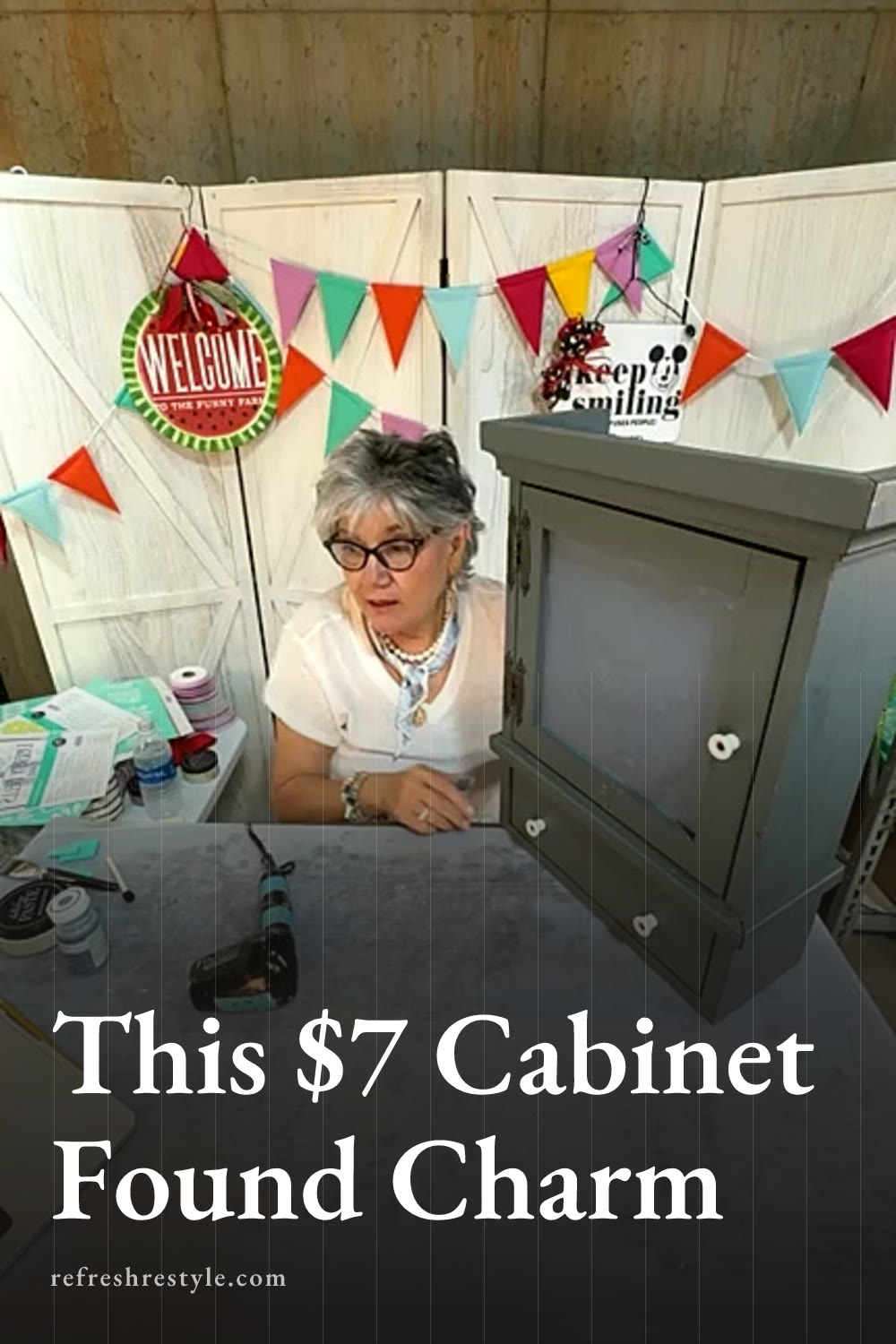 Thrifted Cabinet Makeover With Hot Air Balloons