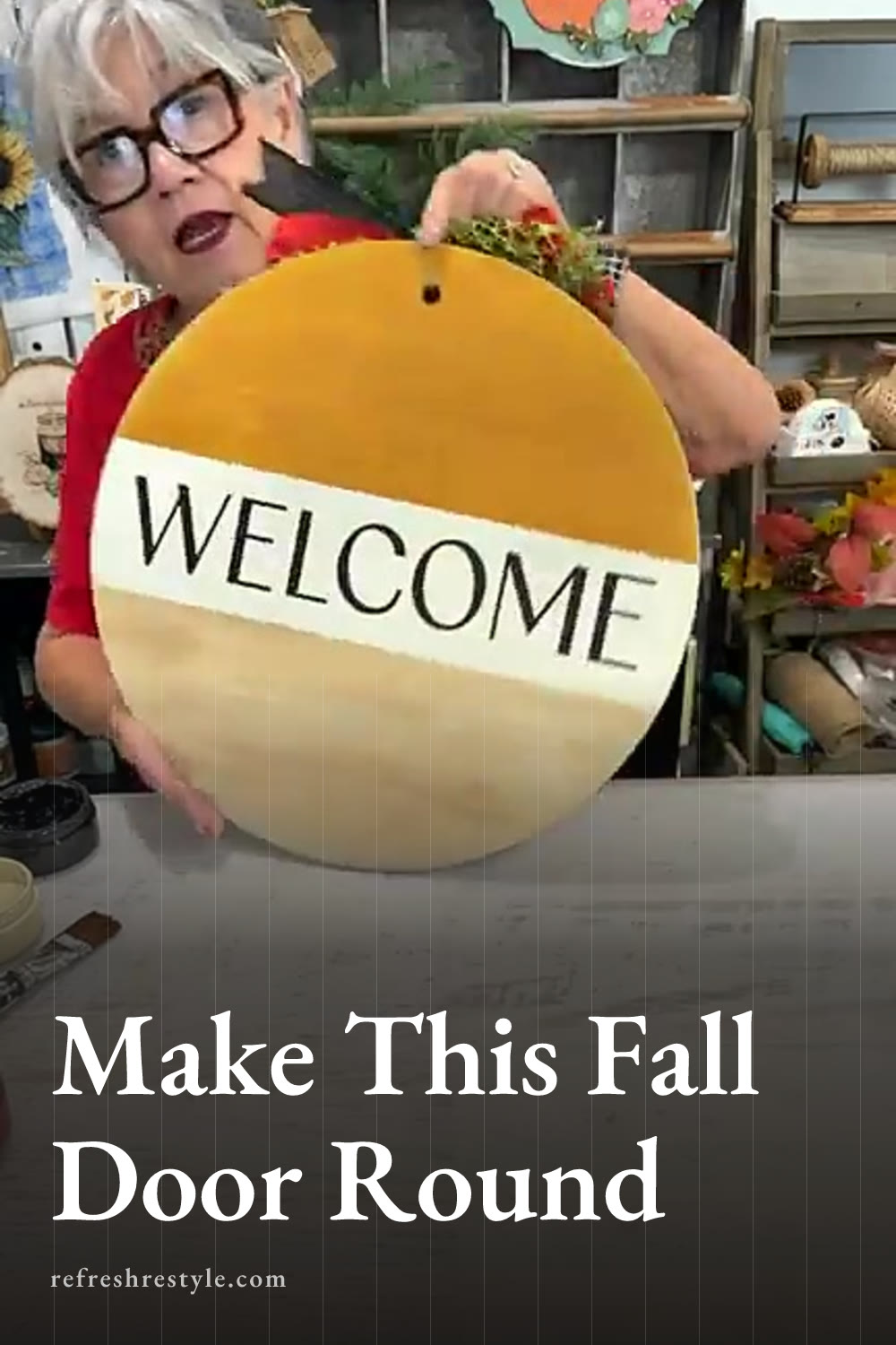 Chalk Couture Fall Welcome Door Round