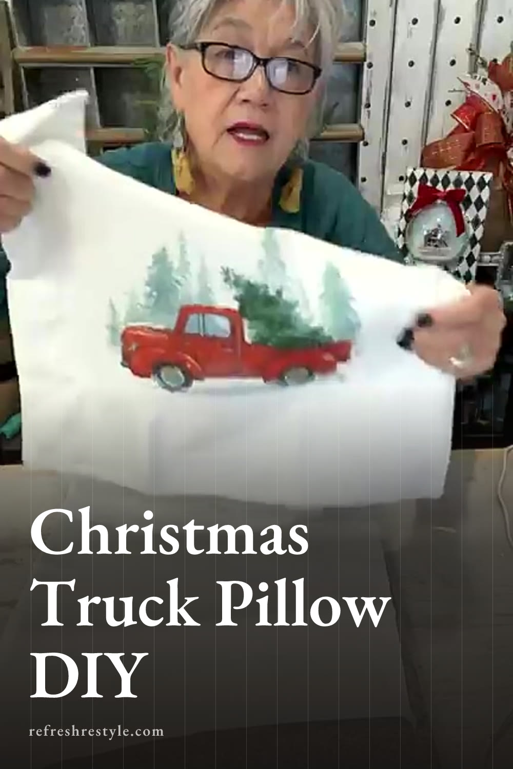 Chalk Couture Heat Transfer Christmas Pillow