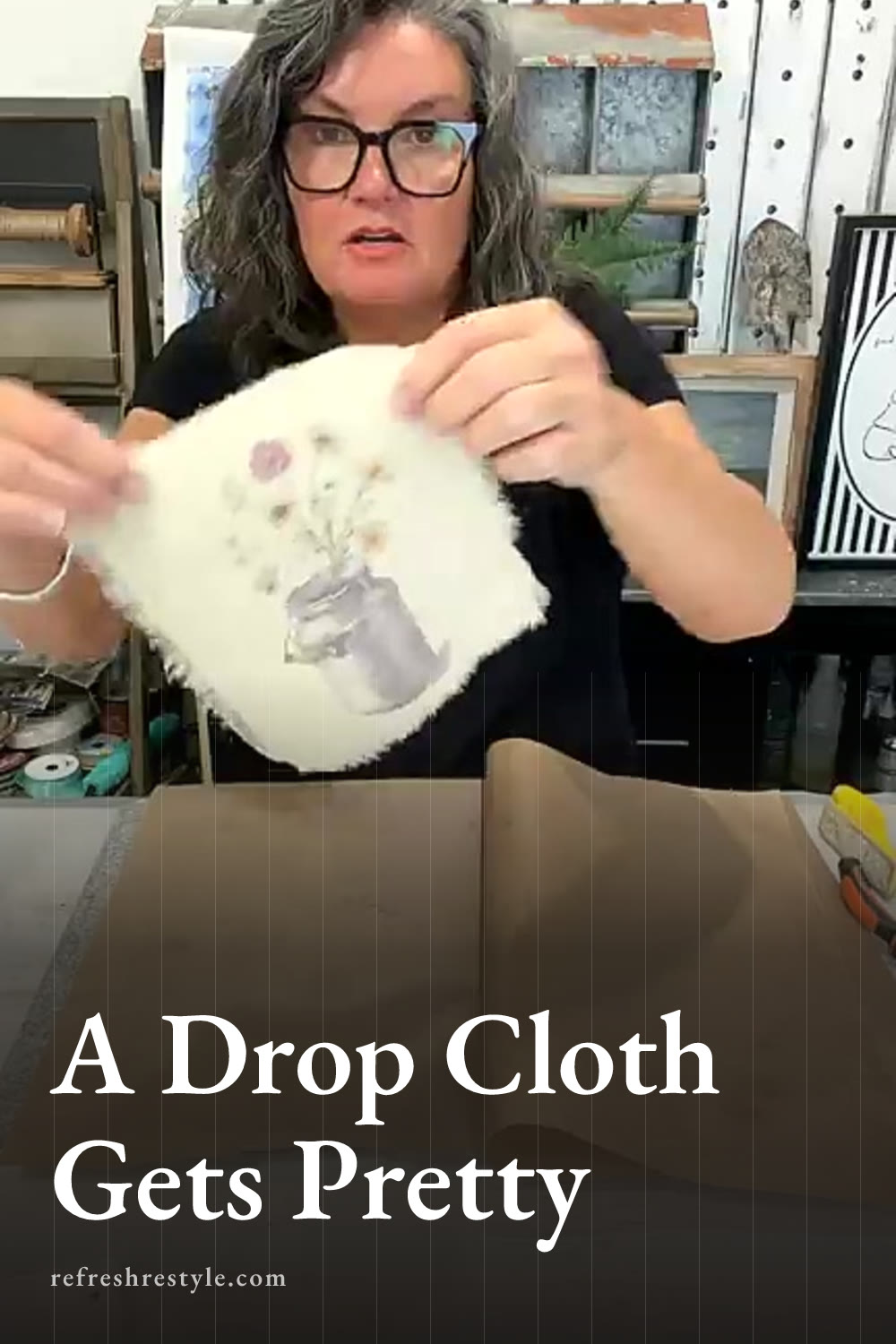Chalk Couture Heat Transfers on Drop Cloth