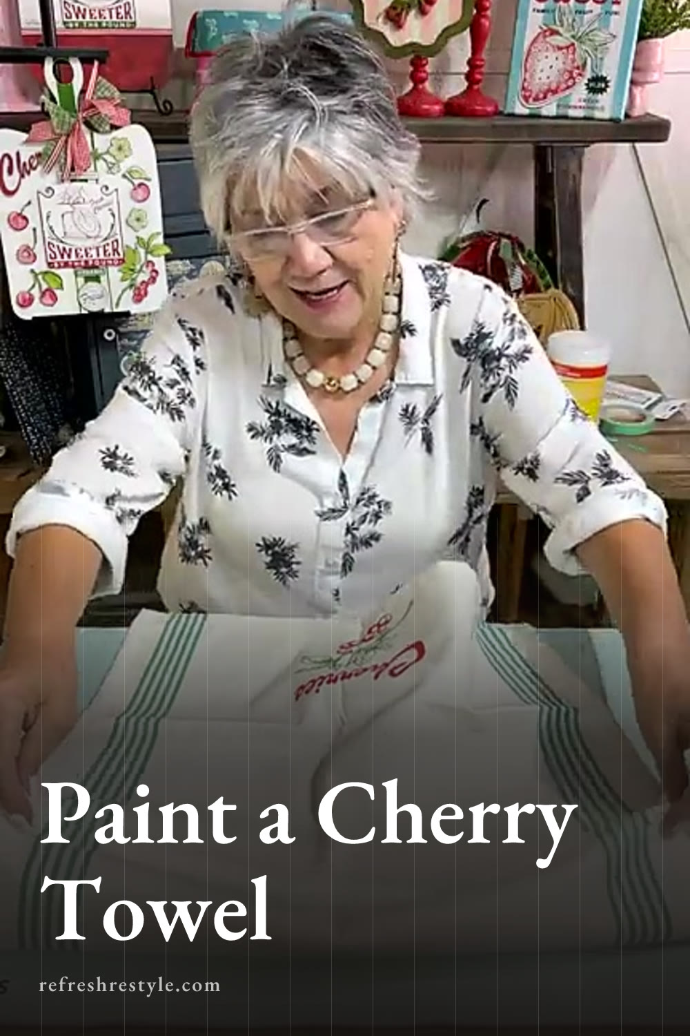 Chalk Couture Permanent Ink Cherry Dish Towel