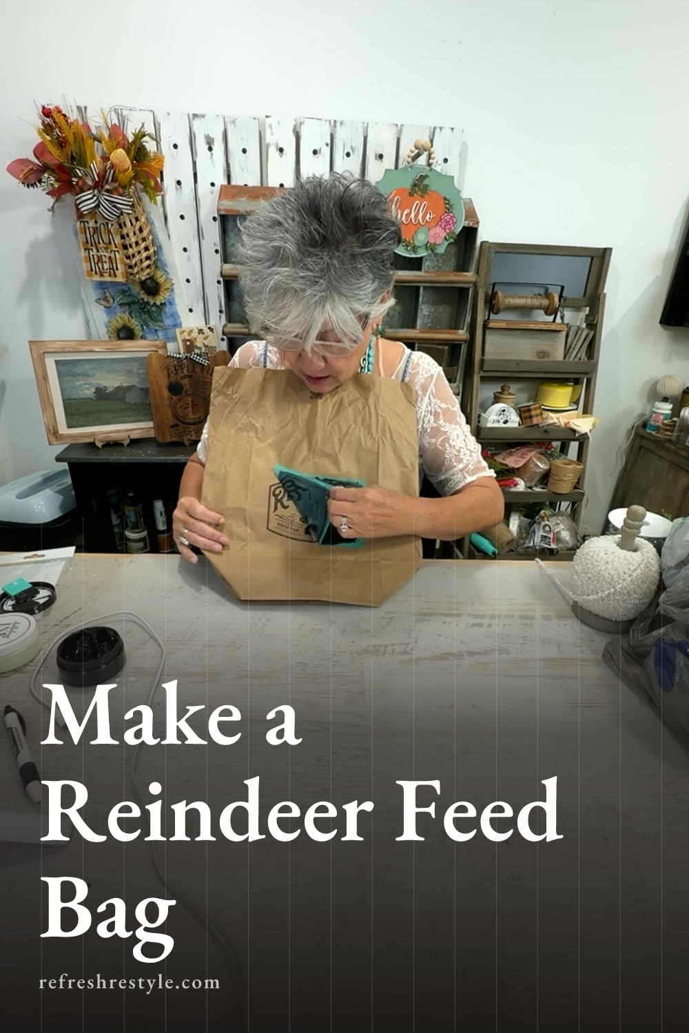 Easy Reindeer Feed Bag Christmas Decor