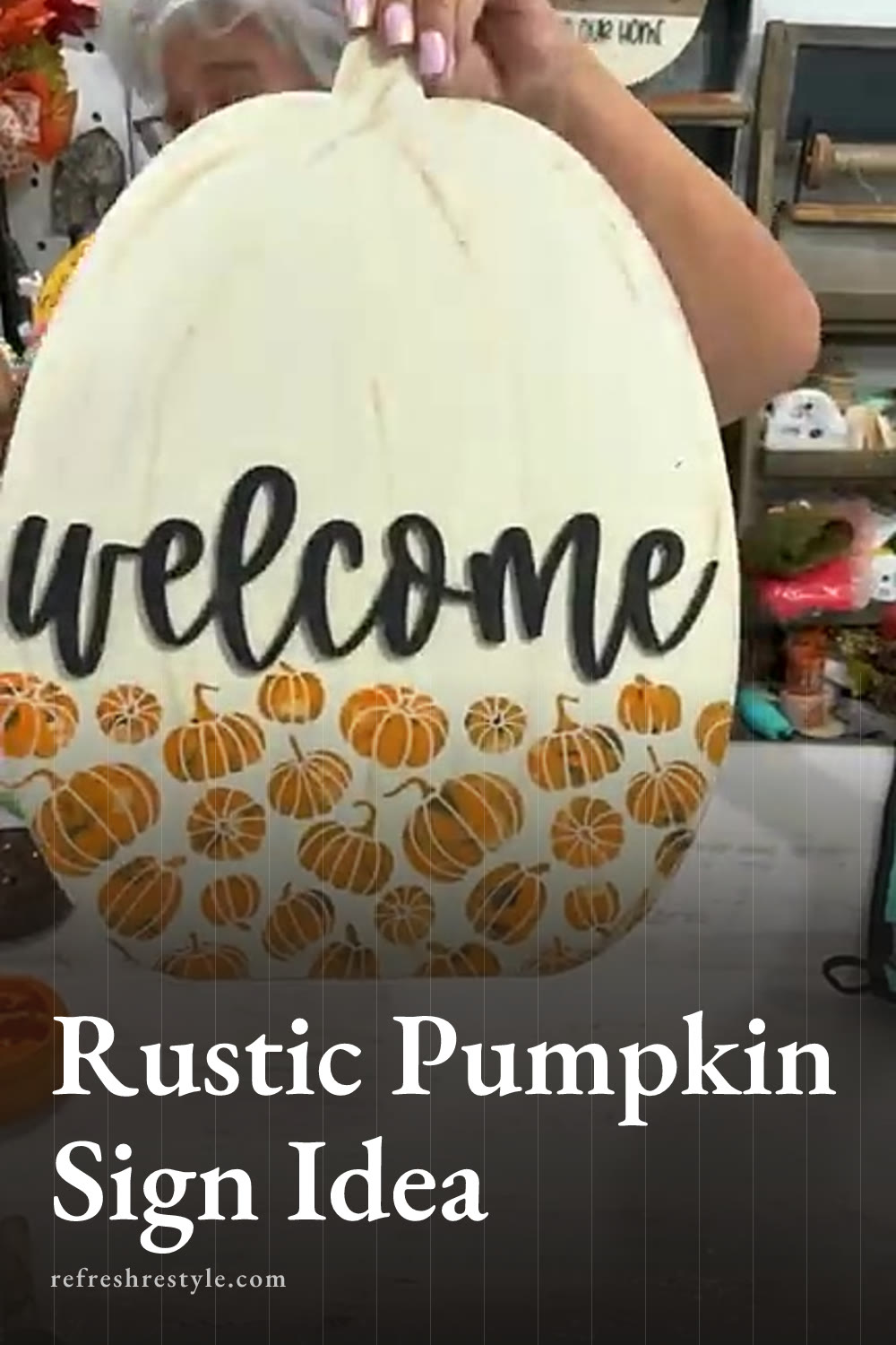 Fall Pumpkin Welcome Sign With a Paper Bag Tag