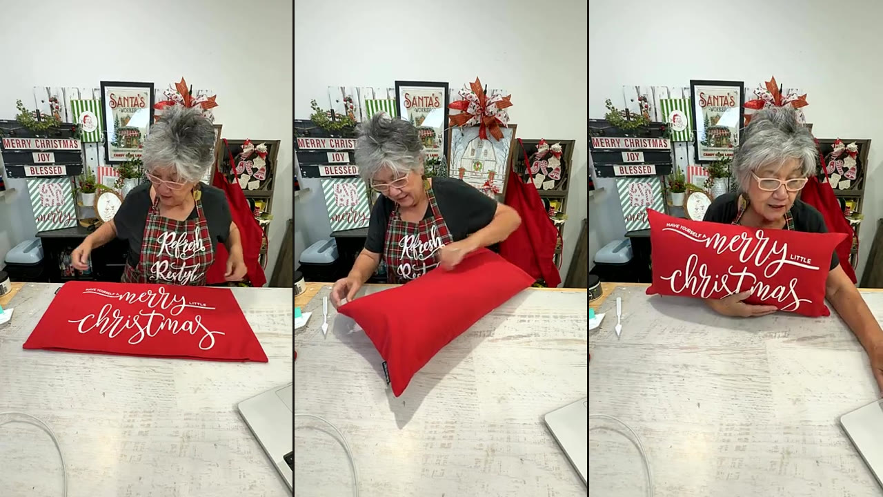Chalk Couture Permanent Ink Christmas Pillow