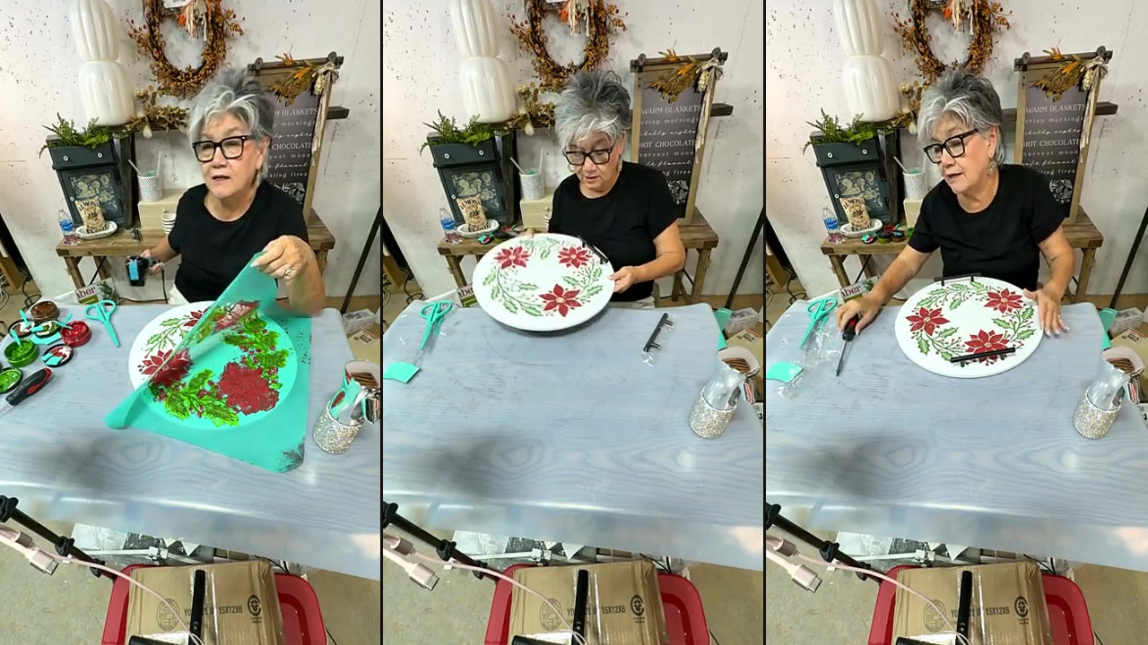 Chalk Couture Poinsettia Transfer Christmas Tray